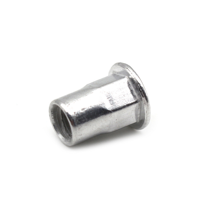 Aluminum knurled body flat head rivet nut with flat head