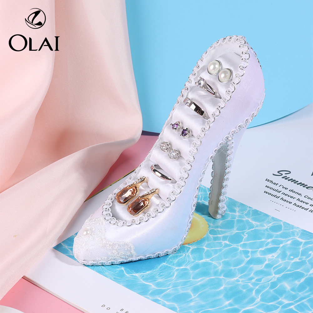 Olai Unique Dresser Desk Ring Jewelry Rack High-heel Shoe Jewelry Display Gift Decor Display Tray