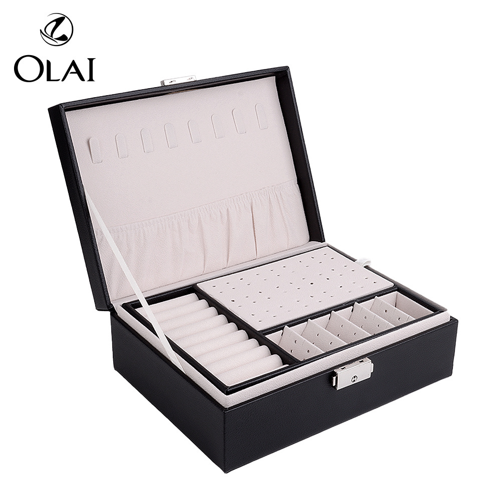 Luxury Leather Gift Jewelry Box Multi Color Multi Function Travel Jewelry Case Women Gift PU Box with Lock