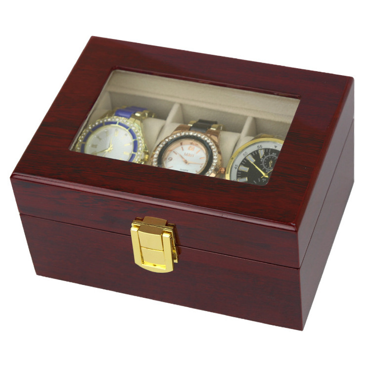 Luxury 3 Slots Wooden Watches Box Wood Men Watch Bracelet Storage Package Gift Box With Window