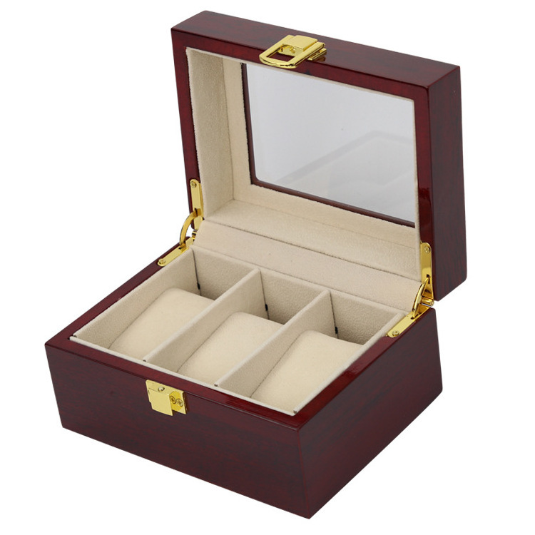 Luxury 3 Slots Wooden Watches Box Wood Men Watch Bracelet Storage Package Gift Box With Window