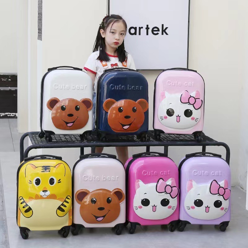 Wholesale 18 Inch Unisex Children's Luggage Cute Cartoon Universal Wheel Spinner Suitcase with Student Combination Lock