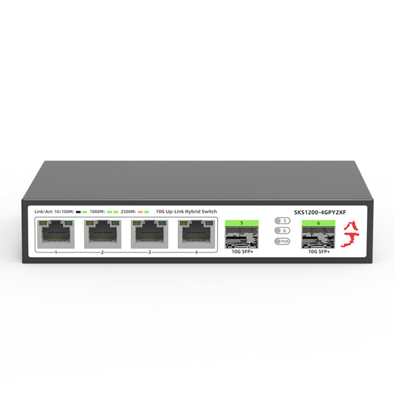 XikeStor Unmanaged 10g Switch 4 Port 2.5g Electrical and 2 Port 10gb Optical Ethernet Splitter Network Hub Fanless Plug and Play