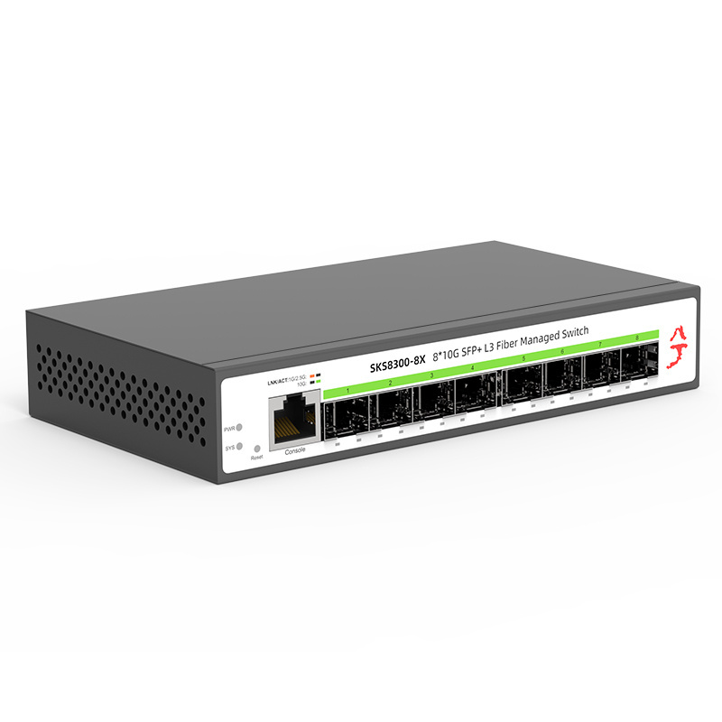 SeekerStor SKS8300-8X 8 Port 10G SFP+ L3 Managed Switch for Port Trunking VLAN Division WEB/CLI Management DHCP Dynamic Routing