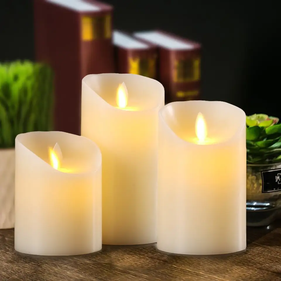 Remote Control flickering Moving Wick Led flameless candle with Timer LOW MOQ accepted