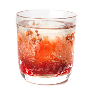 High Quality Healthy Candles Double Layer Glass Cup Fragrance Candle Gel Wax with Dry Flowers