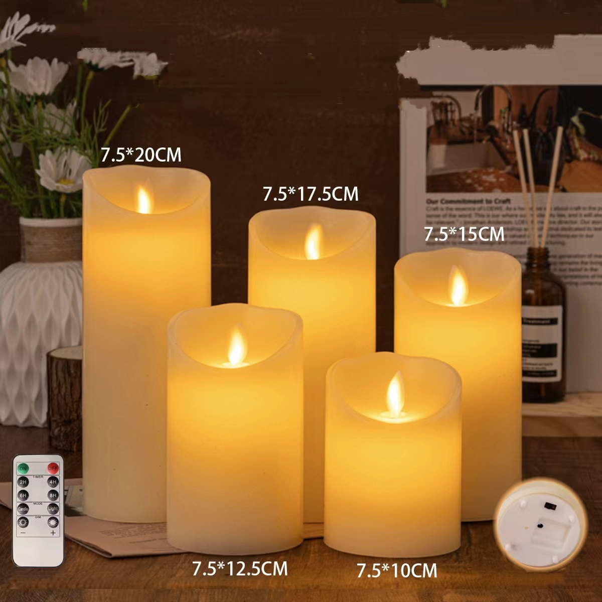 2024 Real Wax Flameless USB Rechargeable Battery Operated Led Candles with Remote Control and Timer