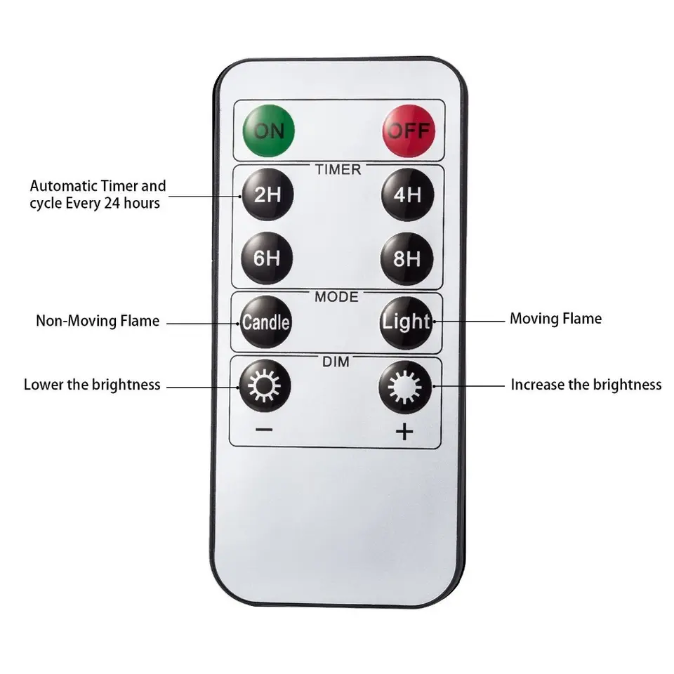 Remote Control flickering Moving Wick Led flameless candle with Timer LOW MOQ accepted