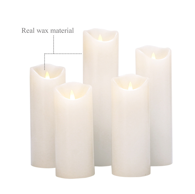 3D real flame warm light paraffin  wax 5 hours timer flameless tea light LED Candle