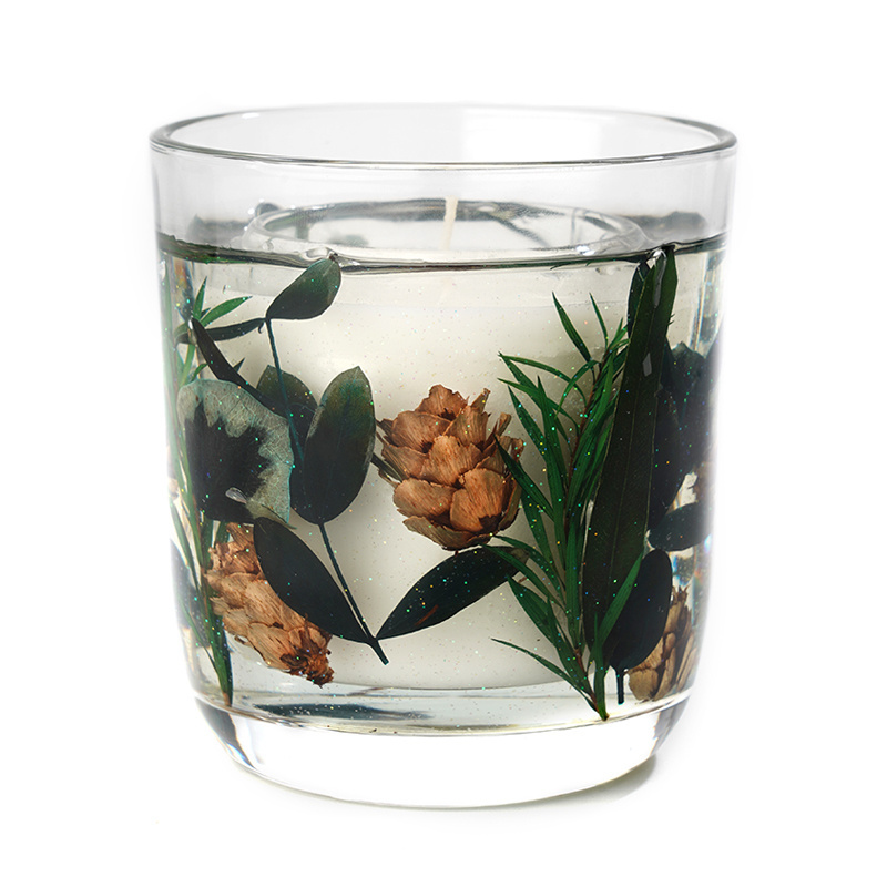 High Quality Healthy Candles Double Layer Glass Cup Fragrance Candle Gel Wax with Dry Flowers