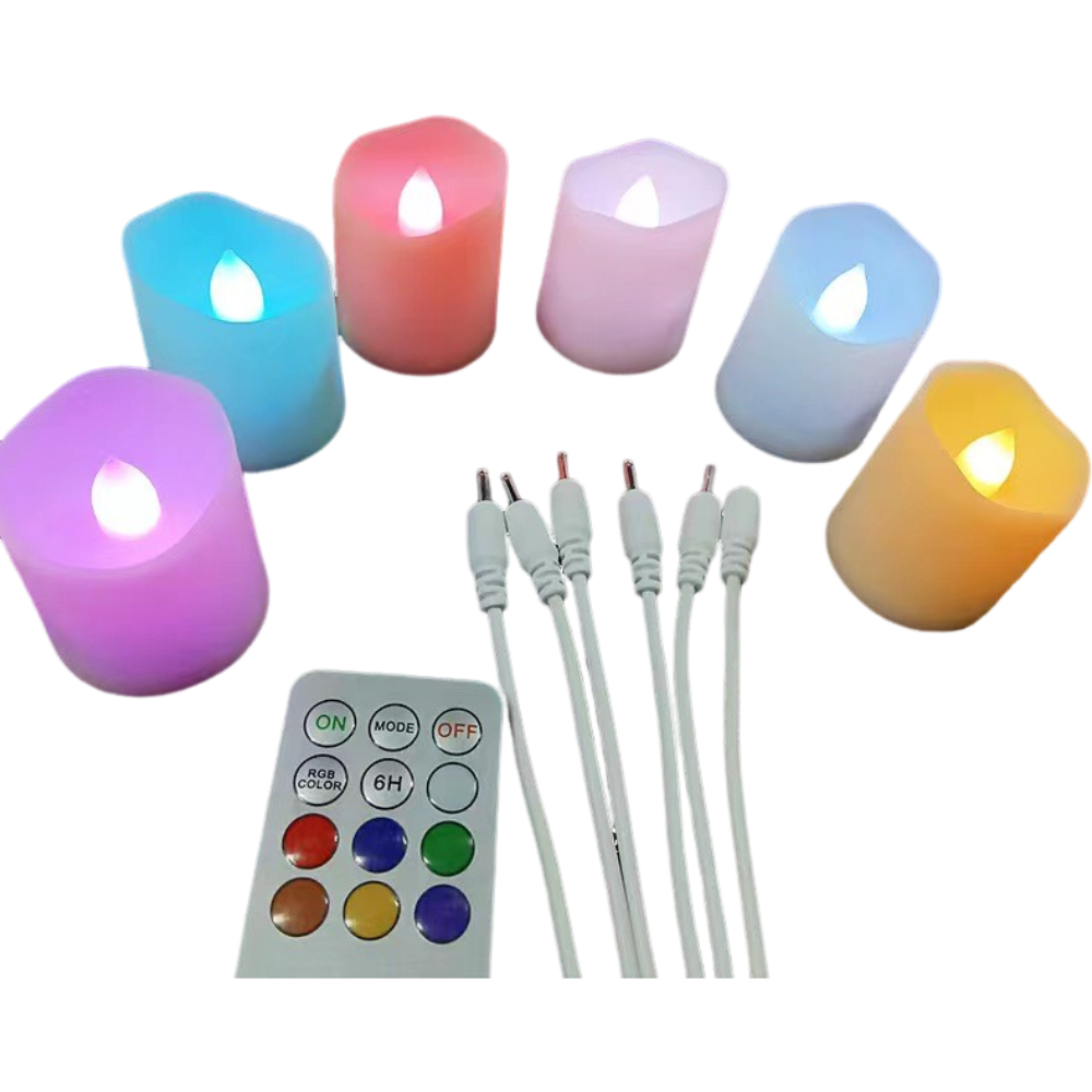 Hot Selling 6pcs/set Colorful LED Candles Flameless Rechargeable Led Tea Light Candle with Timer and Remote Control