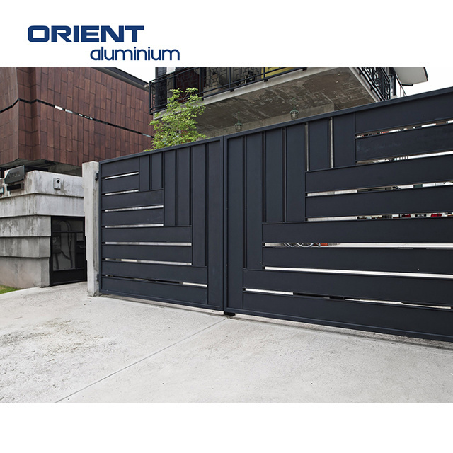 Wholesale New Trends Entry Black Residential Automatic Swing Gate Driveway Modern Private Luxury Double Swing Driveway Gate