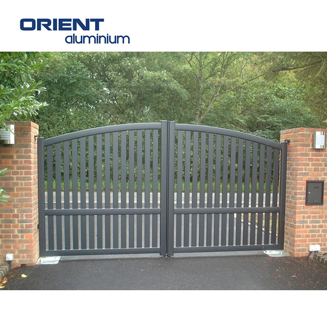 Electric Lock Aluminum Metal Driveway Motorised Double Automatic Swing Gate