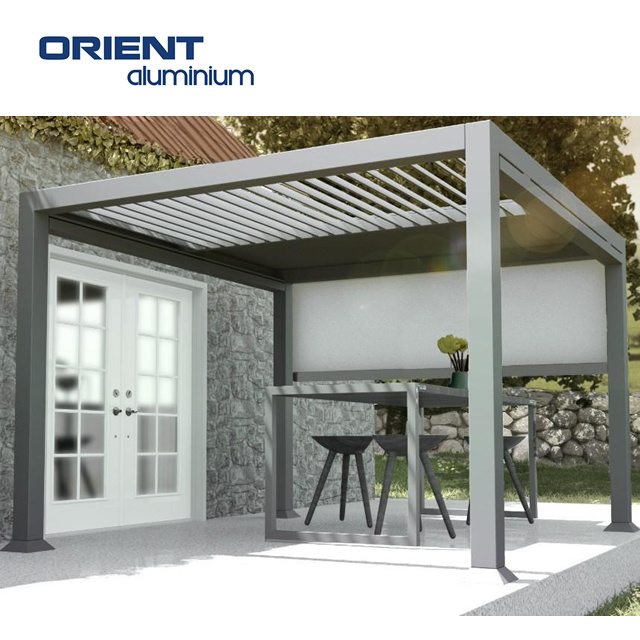 ORIENT High Quality Outdoor Remote Control Louvered Roof Gazebo Used Arches Arbours Pergolas Aluminium Kits Retractable for Sale