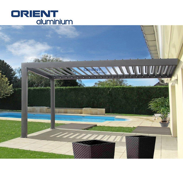 ORIENT Garden Adjustable Outdoor Gazebo Customized Modern Bioclimatic Motorized Aluminium Louver Glass Pergola