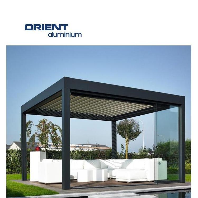 ORIENT Garden Adjustable Outdoor Gazebo Customized Modern Bioclimatic Motorized Aluminium Louver Glass Pergola