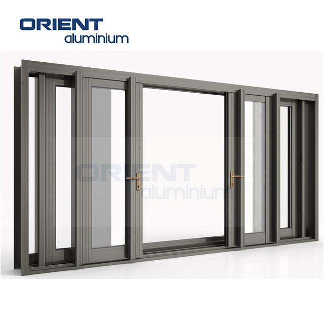 Customized big size steel vertical folding door and window push up and down steel window grill design bifold windows