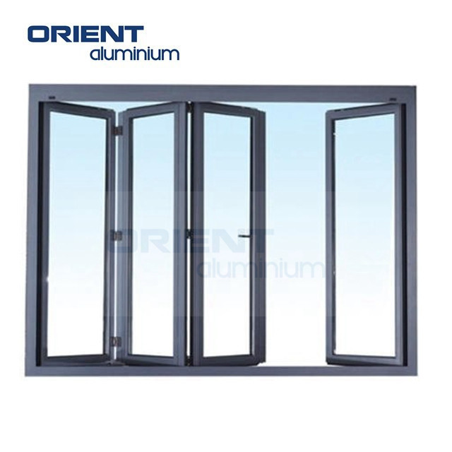 Customized big size steel vertical folding door and window push up and down steel window grill design bifold windows