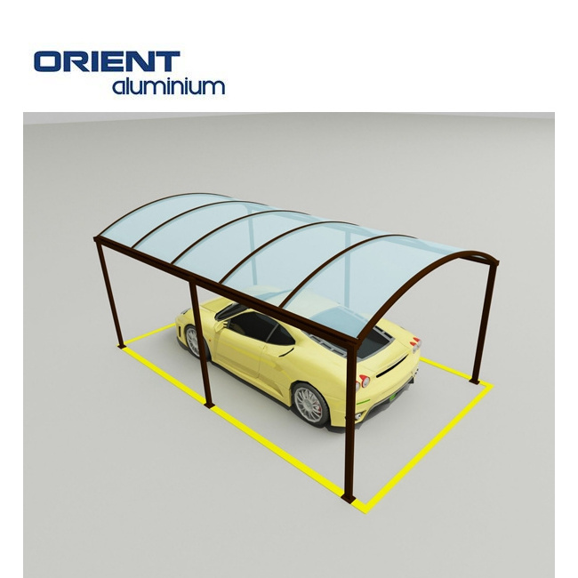 Arched Roof Aluminum Carport For Single Car, Curved Porch Cover Aluminium Structure