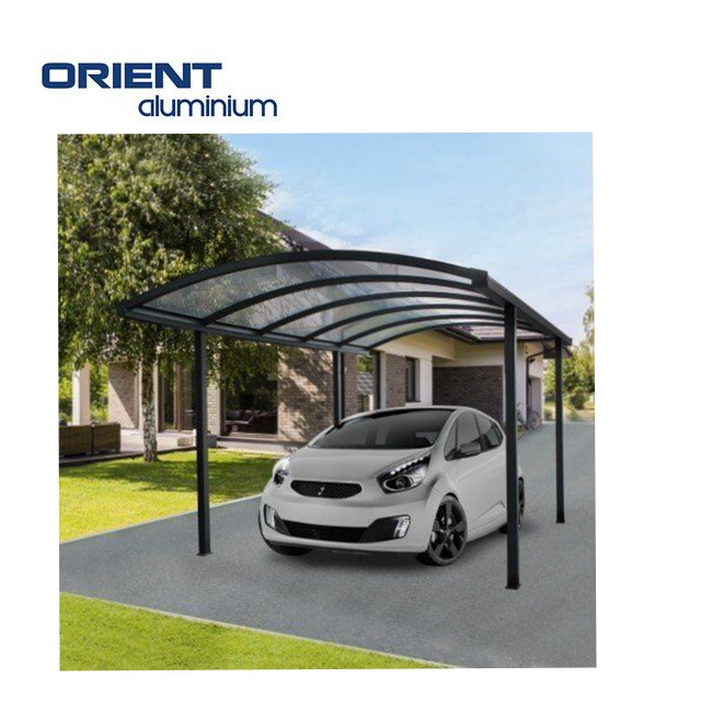 Arched Roof Aluminum Carport For Single Car, Curved Porch Cover Aluminium Structure