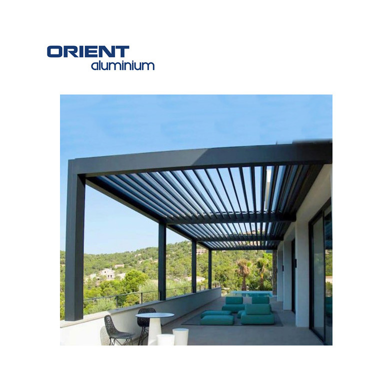 ORIENT Opening Louver Roof Motorized Sunshade 12x12 Garden Aluminium Gazebo Outdoor Pergola With Roof