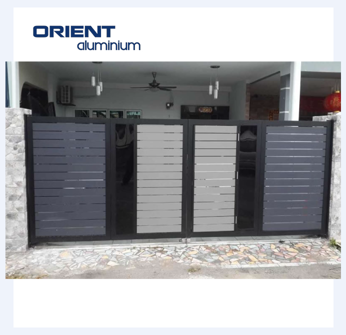 Modern aluminium panel electric folding main entrance gates fences design house outdoor aluminum shutter bifold gate