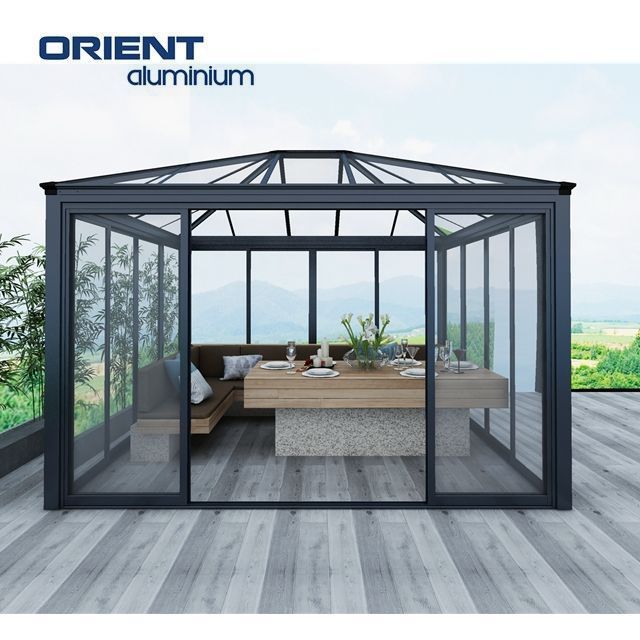 New Design  Freestanding Sunroom Insulated Enclosed Aluminium Glass Sunroom House 4 Season Solarium Sunroom Retractable Portable