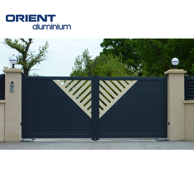 Aluminium metal gates driveway electric metal sliding garden gate design yard aluminum sliding metal gate designs folding