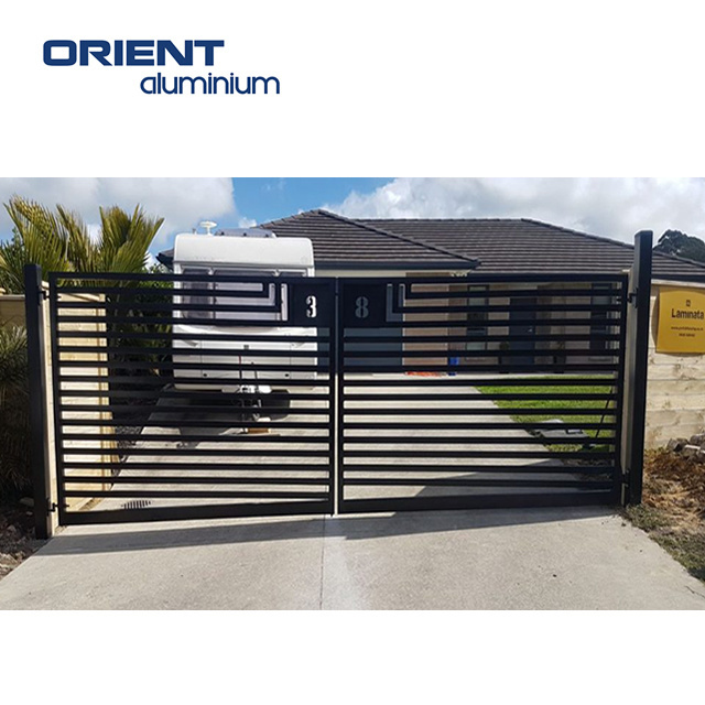 Modern aluminium louver gates house villa external aluminum automated sliding front fence gate door designs