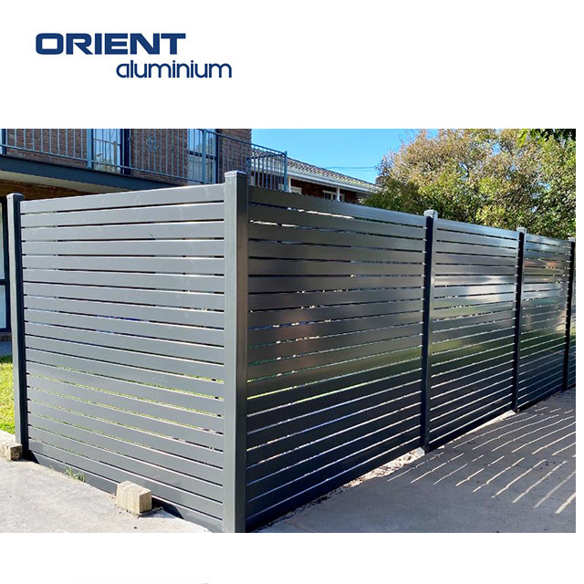 China Factory Garden Aluminum  Privacy Fence Profile Louver Frame  Horizontal Slat Fencing