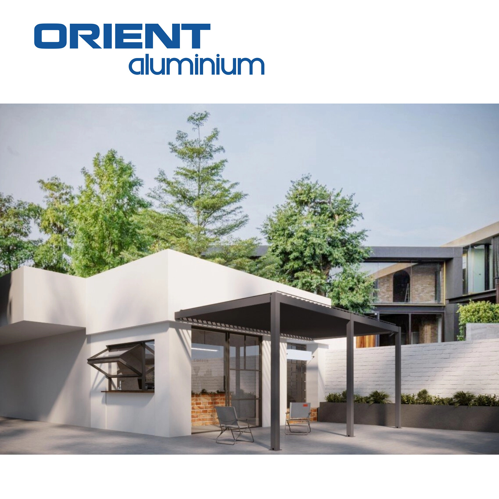 ORIENT Chinese Supplier House Garden Pergolas Aluminum Louvered Pergola Aluminium Waterproof Pergola With Blind