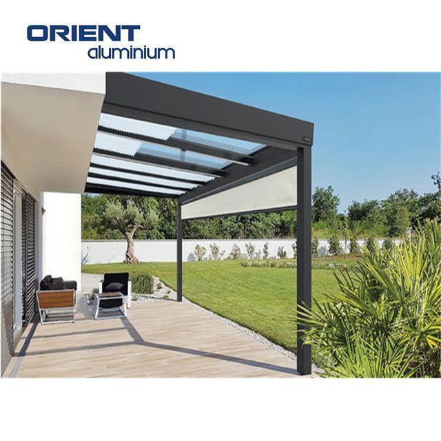 outdoor garden pergolas aluminum and PVC pergola, gazebo and arbors motorized automatize bioclimatic solar pergola roof