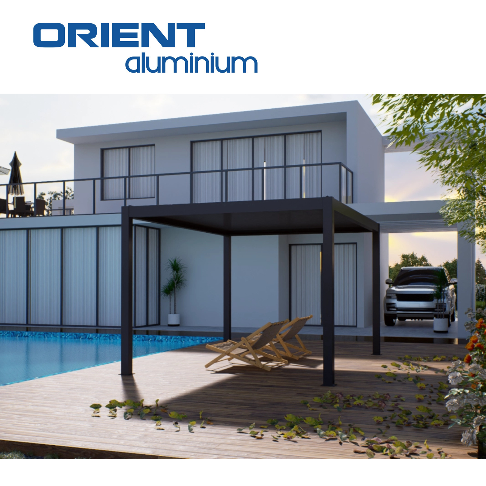 ORIENT Chinese Supplier House Garden Pergolas Aluminum Louvered Pergola Aluminium Waterproof Pergola With Blind