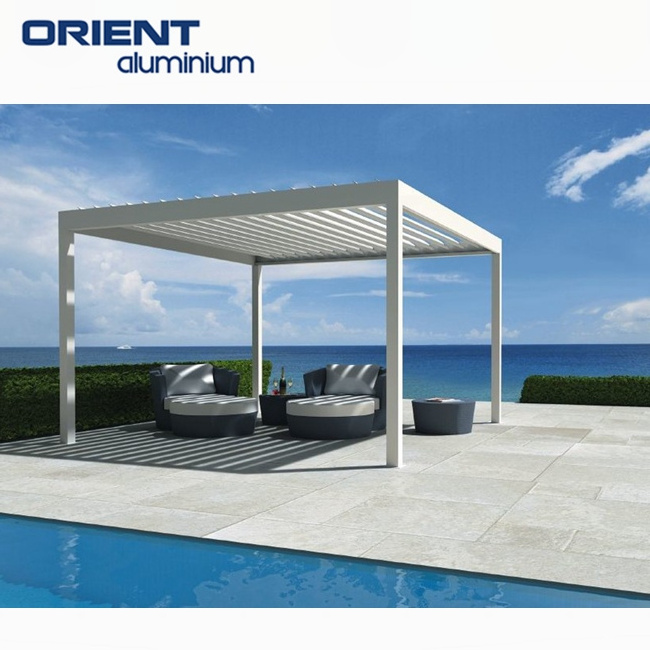 ORIENT High Quality Outdoor Yard Terrace Factory Canopy Rainproof Motorized Adjustable Gazebo Bioclimatic Louvered Aluminum