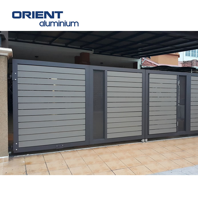 Modern aluminium panel electric folding main entrance gates fences design house outdoor aluminum shutter bifold gate