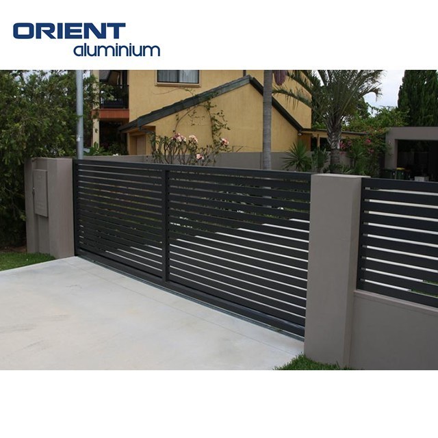 Compound Wall Simple Design Main Gate / White Aluminum Driveway Electric Auto Gate With Motors