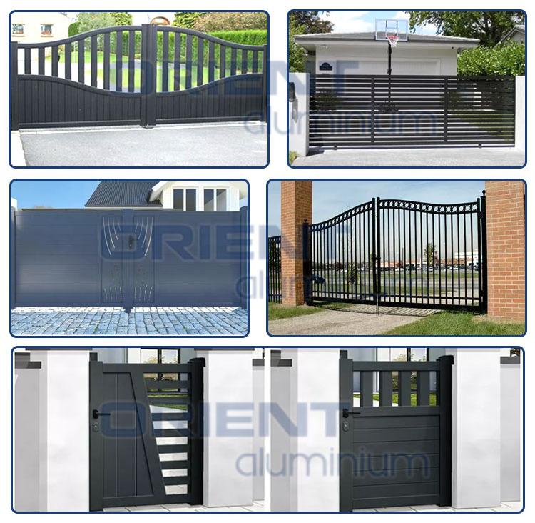 Modern aluminium panel electric folding main entrance gates fences design house outdoor aluminum shutter bifold gate