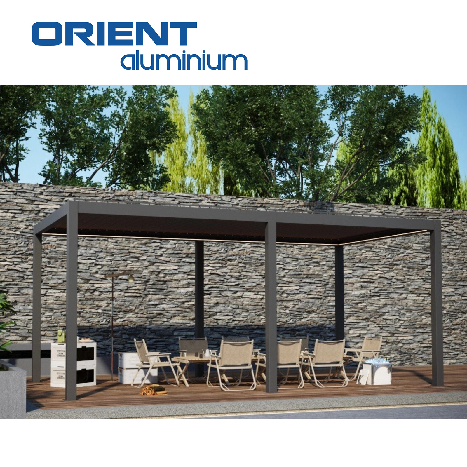 ORIENT Chinese Supplier House Garden Pergolas Aluminum Louvered Pergola Aluminium Waterproof Pergola With Blind