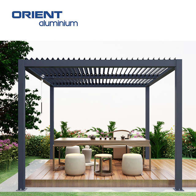 Outdoor Patio Pergola Waterproof Motorized Gazebo With Screens And Lights aluminum pergola with adjustable louvers