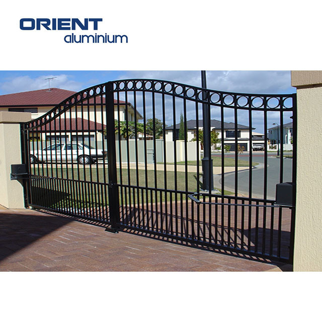 2024  Modern main entrance aluminium panel electric auto folding fences gates design house outdoor aluminum louver bifold gate