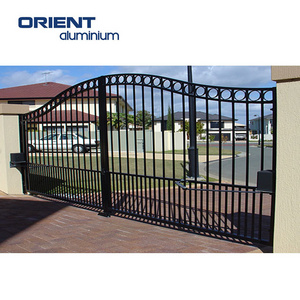 2024  Modern main entrance aluminium panel electric auto folding fences gates design house outdoor aluminum louver bifold gate