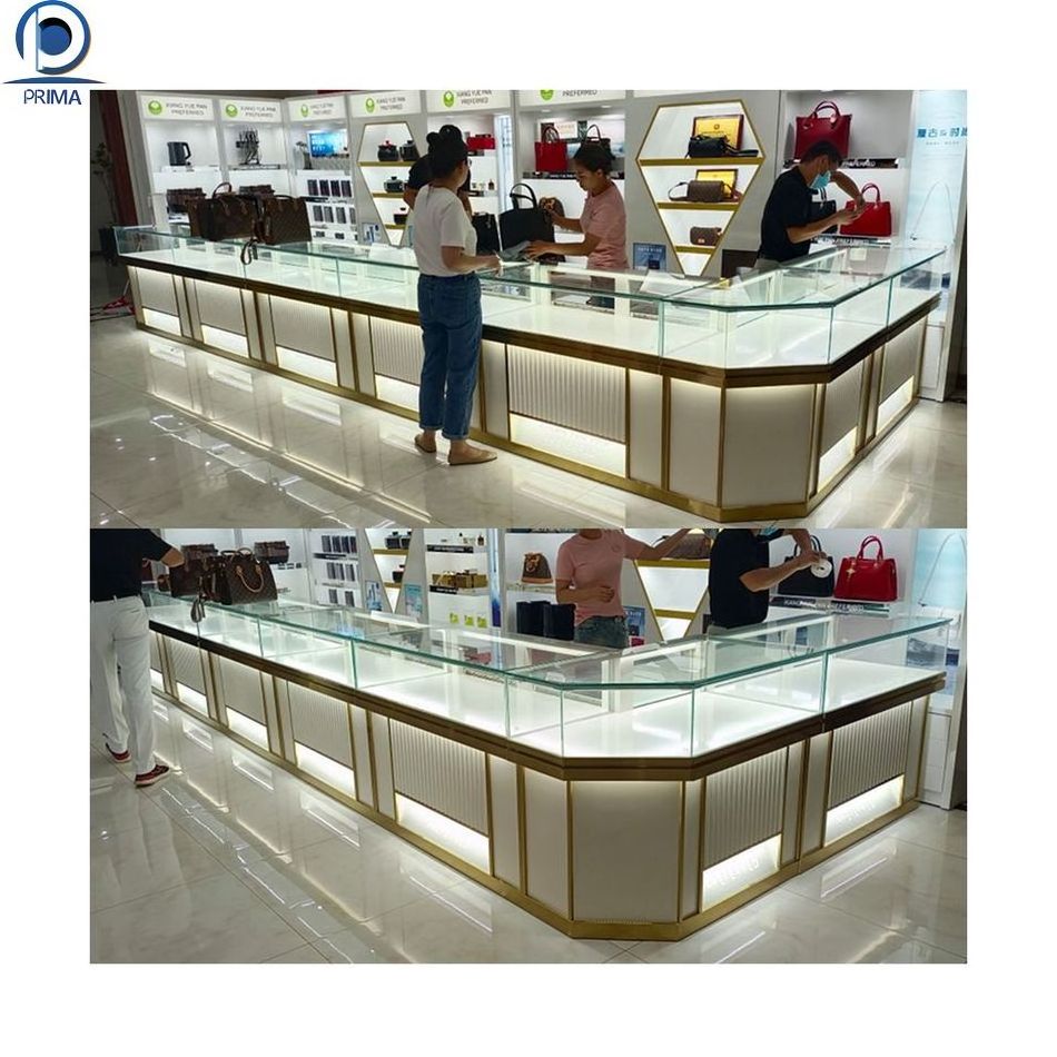 Custom Jewellery Counter Display Cabinet Used Glass Display Cases MDF Jewelry Showcase