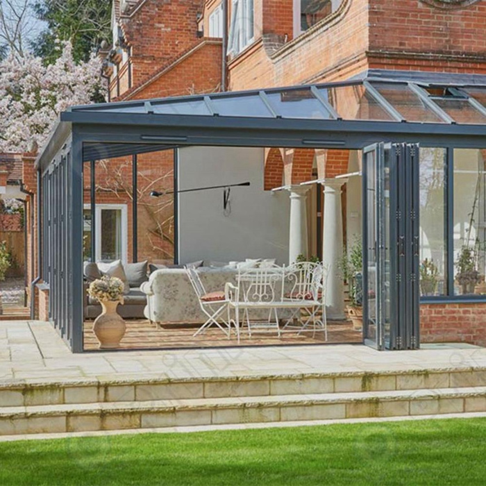 Aluminium prefab solarium free standing sunroom for pool/ glass green house/ glass garden house