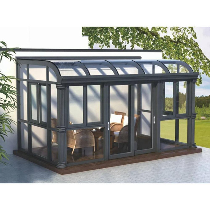 Aluminium prefab solarium free standing sunroom for pool/ glass green house/ glass garden house