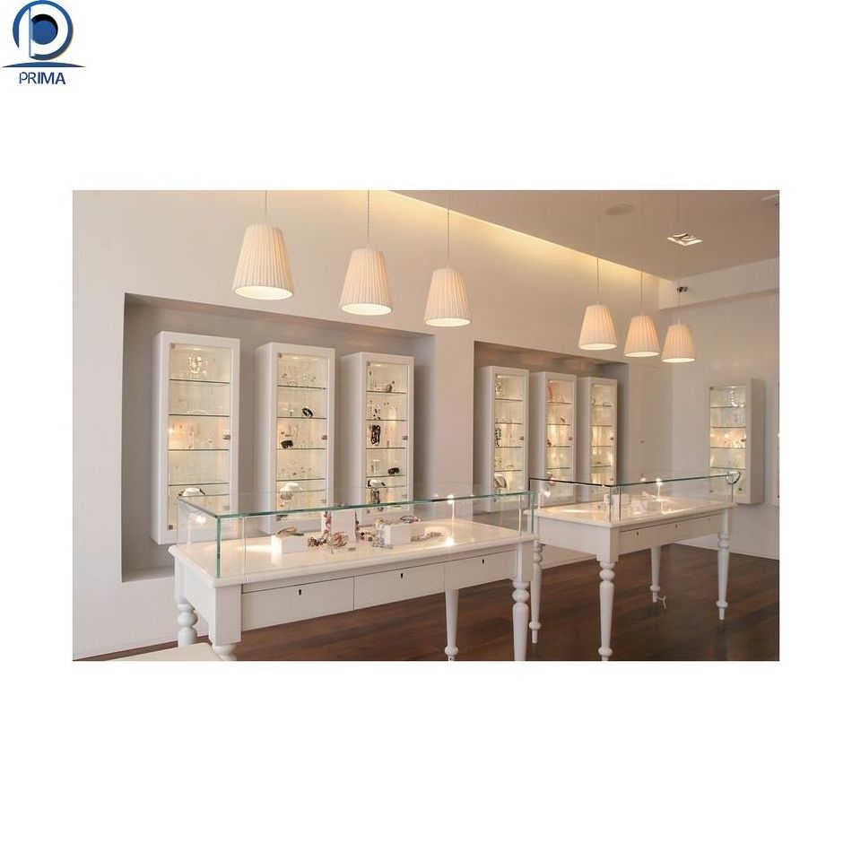 Custom Jewellery Counter Display Cabinet Used Glass Display Cases MDF Jewelry Showcase