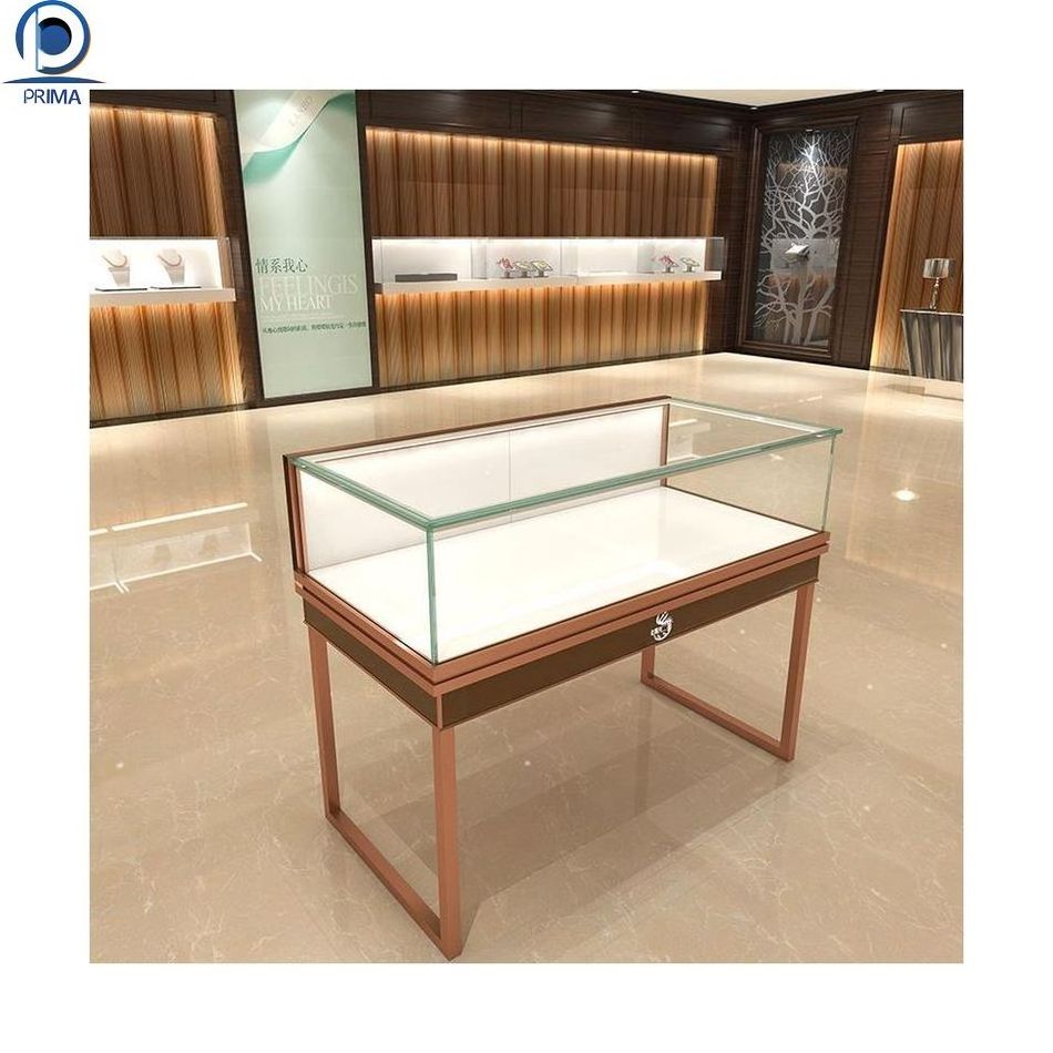 Custom Jewellery Counter Display Cabinet Used Glass Display Cases MDF Jewelry Showcase