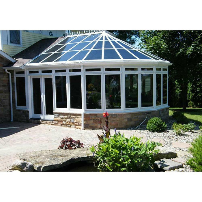 Aluminium prefab solarium free standing sunroom for pool/ glass green house/ glass garden house