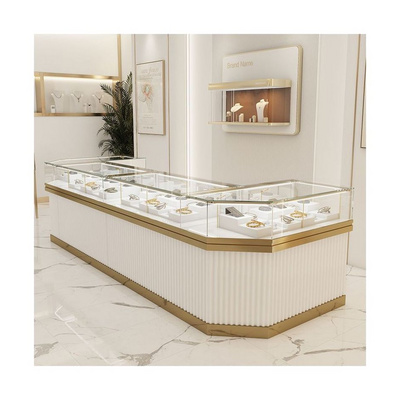 Custom Jewellery Counter Display Cabinet Used Glass Display Cases MDF Jewelry Showcase