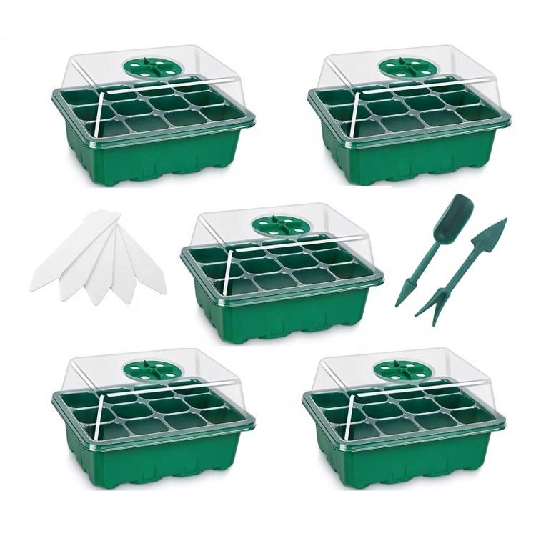 Wholesale Seed Starter Tray Kit Humidity Adjustable Plant Seedling Tray with Dome and Base with 12 Cells