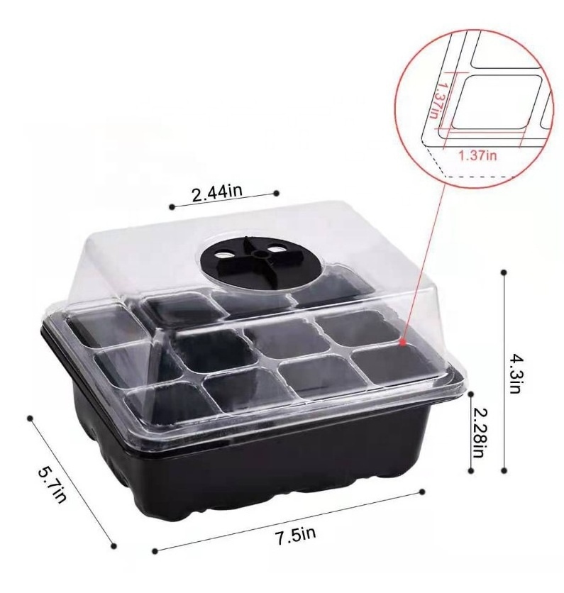 Wholesale Seed Starter Tray Kit Humidity Adjustable Plant Seedling Tray with Dome and Base with 12 Cells